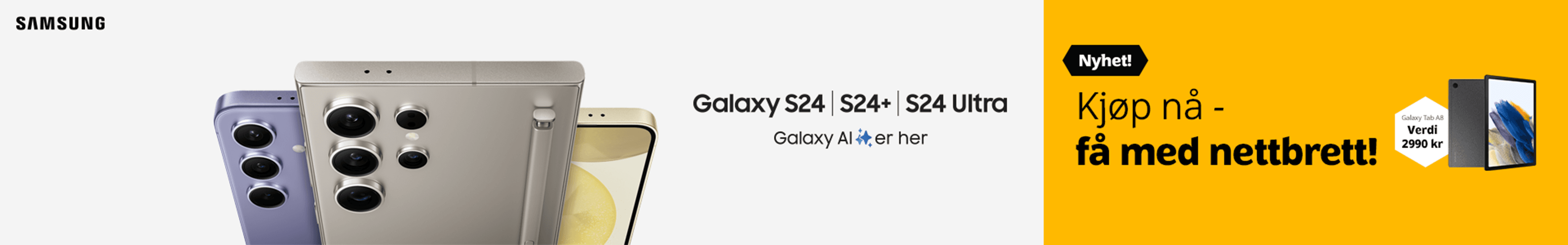 Kjøp Galaxy S24-serien nå og få med nettbrett!